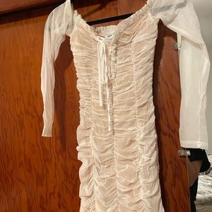 Maura rushed off the shoulder dress